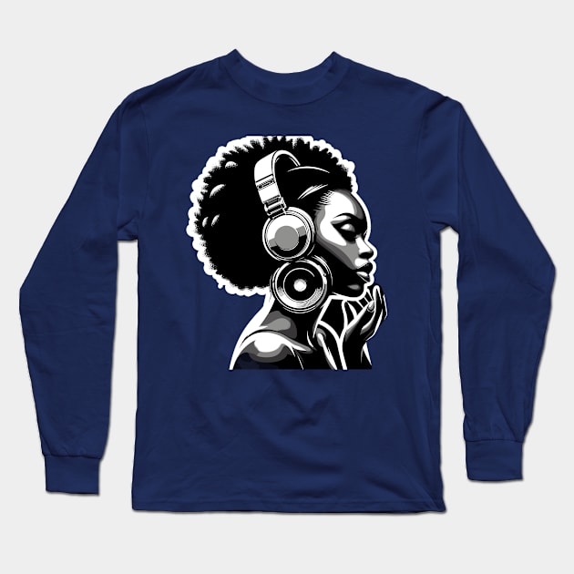 Afrocentric Woman Music Long Sleeve T-Shirt by Graceful Designs